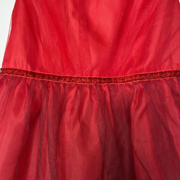 Sweet Heart Rose Girls Size 4 Red Black Sleeveless Glitter Tulle Holiday Dress - Picture 6 of 10